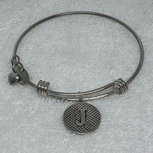 Extraordinary Life 925 Sterling Silver Initial J Adjustable Bracelet Heart Charm